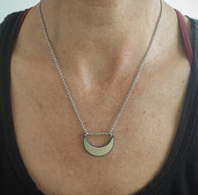 Load image into Gallery viewer, Crescent Moon Necklace~Brass + Sterling Silver