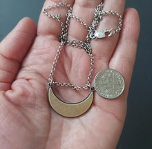 Load image into Gallery viewer, Crescent Moon Necklace~Brass + Sterling Silver