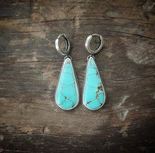Load image into Gallery viewer, Turquoise Drop Hoops