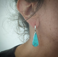 Load image into Gallery viewer, Turquoise Drop Hoops