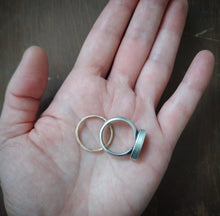 Load image into Gallery viewer, Traverse Ring~Gold + Sterling Stacking Set size 7