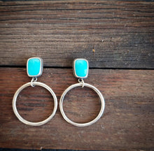 Load image into Gallery viewer, Turquoise Post Hoops