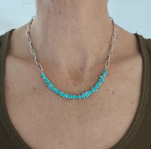 Load image into Gallery viewer, Turquoise Beads + Chain Necklace