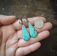 Load image into Gallery viewer, Turquoise Drop Hoops
