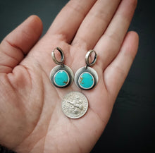 Load image into Gallery viewer, Turquoise Moon Hoops

