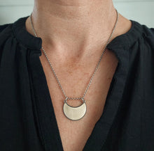 Load image into Gallery viewer, Crescent Moon Necklace~Brass + Sterling Silver
