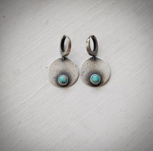Load image into Gallery viewer, Turquoise Moon Hoops
