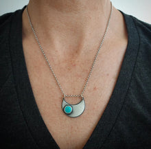 Load image into Gallery viewer, Turquoise Crescent Moon Necklace
