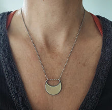 Load image into Gallery viewer, Sterling Silver + Brass Crescent Moon Necklace
