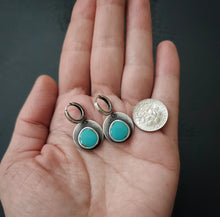 Load image into Gallery viewer, Turquoise Moon Hoops
