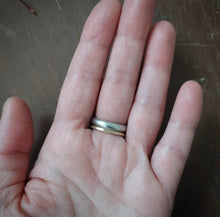 Load image into Gallery viewer, Traverse Ring~Gold + Sterling Stacking Set size 7
