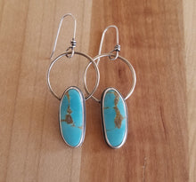 Load image into Gallery viewer, Blue Kingman Turquoise Hoops
