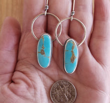 Load image into Gallery viewer, Blue Kingman Turquoise Hoops
