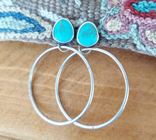 Load image into Gallery viewer, Kingman Turquoise Stud Hoops
