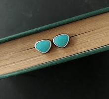 Load image into Gallery viewer, Turquoise Triangle Post Earrings
