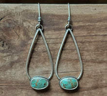 Load image into Gallery viewer, Kingman Turquoise Teardrop Hoops
